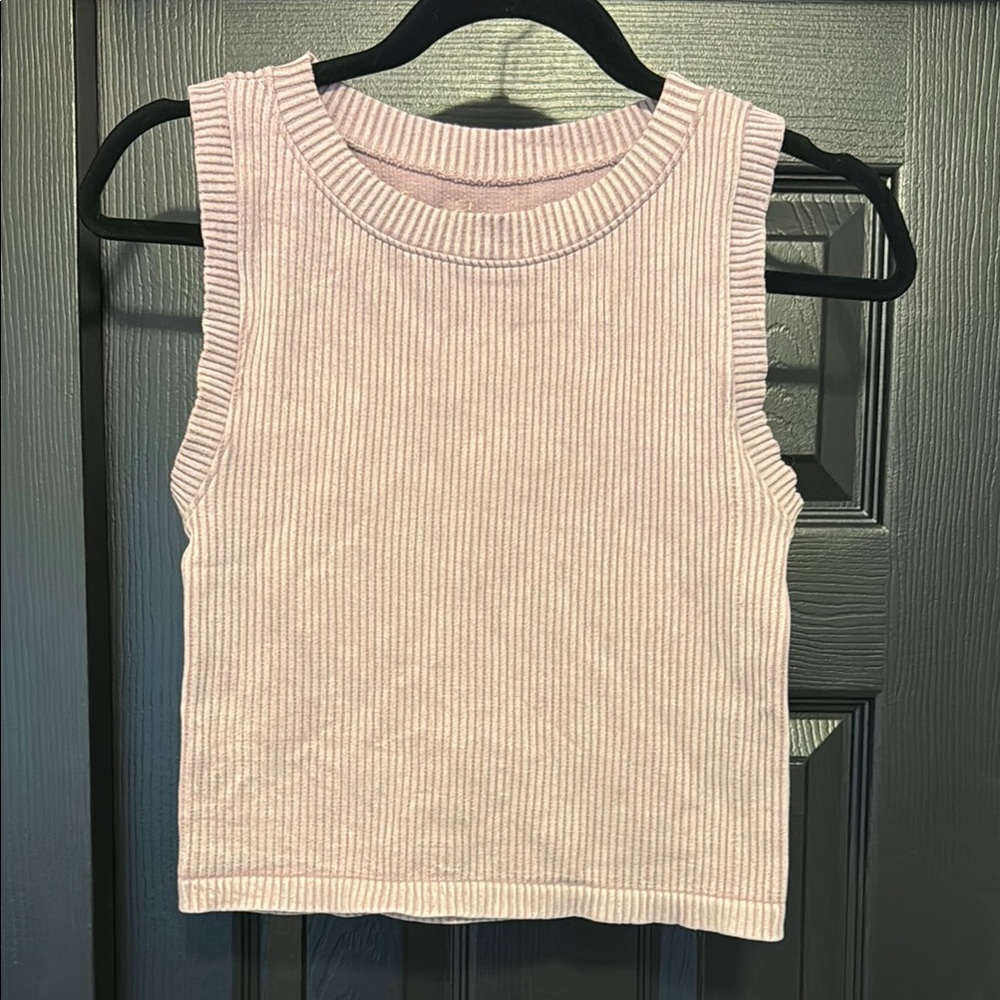 Pink Ribbed Tank Top